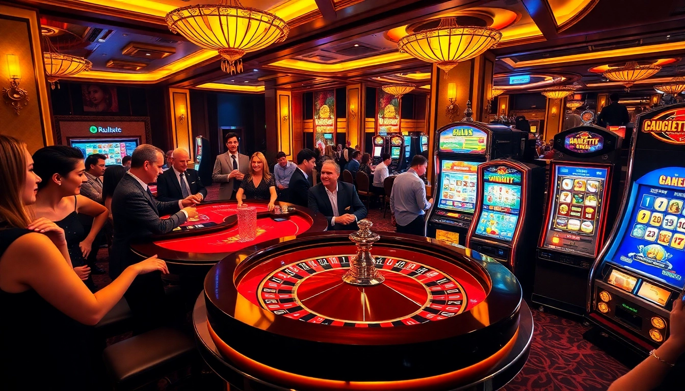 Explore thrilling moments at the casino with an engaging review nhà cái showcasing players at roulette tables and winning slots.